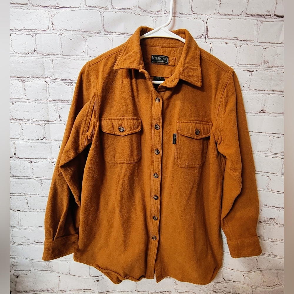 Five Brother Cotton Heavyweight Brown Chamois Button Down Large